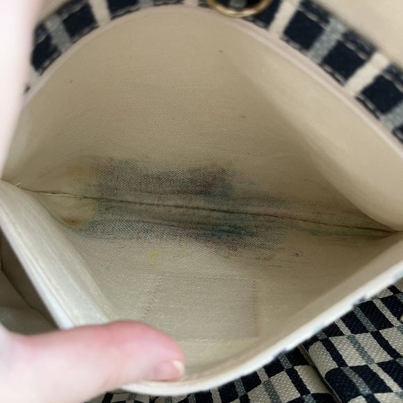 Spartina 449 Jetsetter Tote White Cream Blue Cream Stripe Geometric Large Travel - Picture 10 of 11